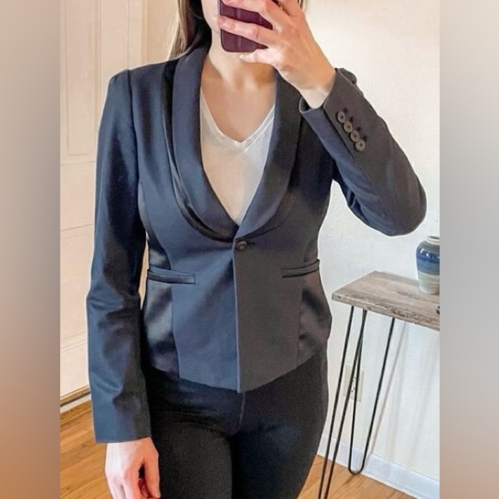 Anthropologie Elevenses Tuxedo Black Blazer Jacket Size 4